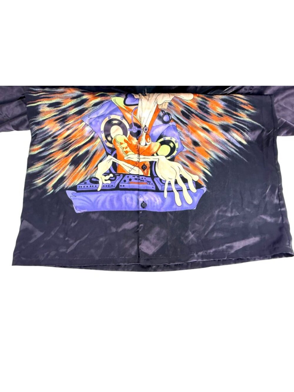 Vintage 90s AOP DJ Shirt Hip Hop Graffiti Rave Clubwear Medium (XXL Fit) - Picture 4 of 8